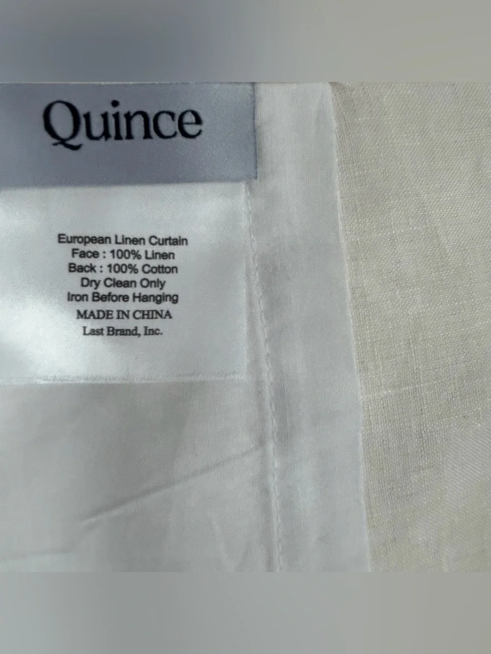 NWT QUINCE Set Of 2 48x108 European Linen Curtains Cream 8809